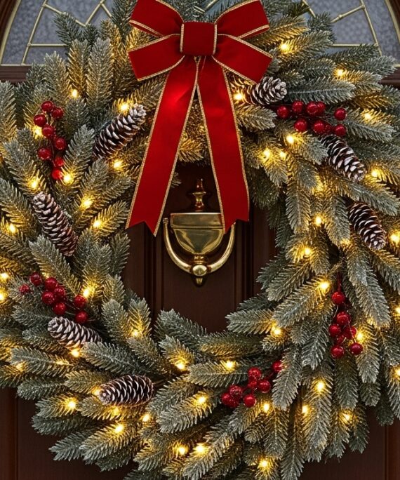 Pre Lit Christmas Wreath  30 inches