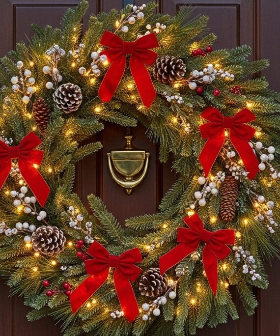 Pre Lit Christmas Wreath  30 inches