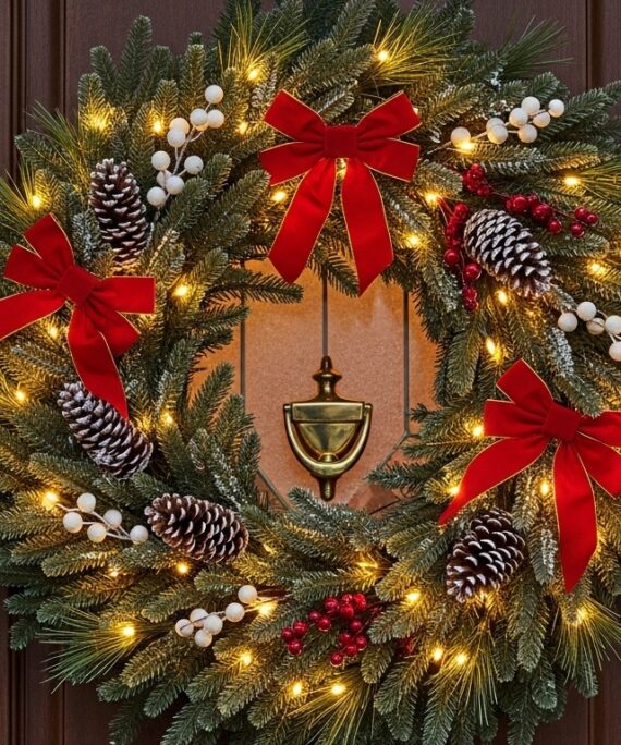 Pre Lit Christmas Wreath  30 inches