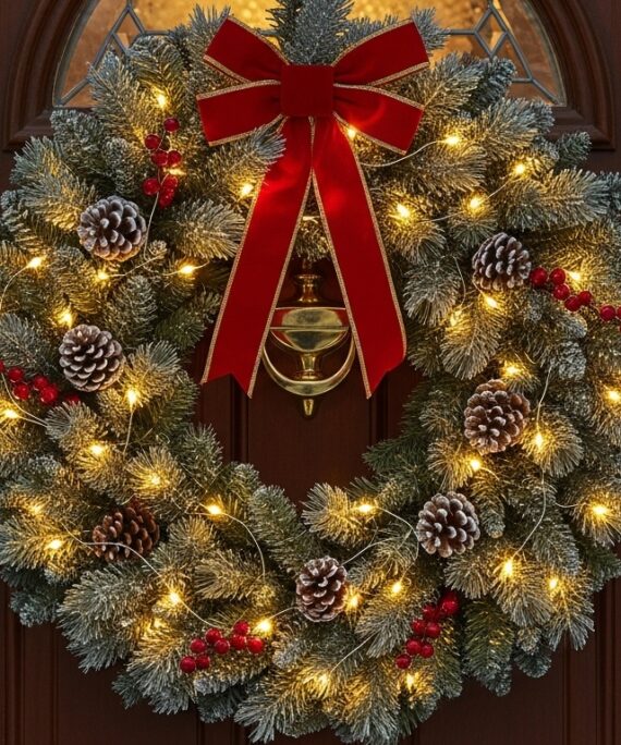 Pre Lit Christmas Wreath  30 inches